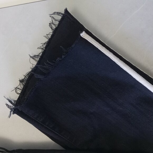 MOTHER Black Cropped Jeans with White Stripes - Picture 9 of 15